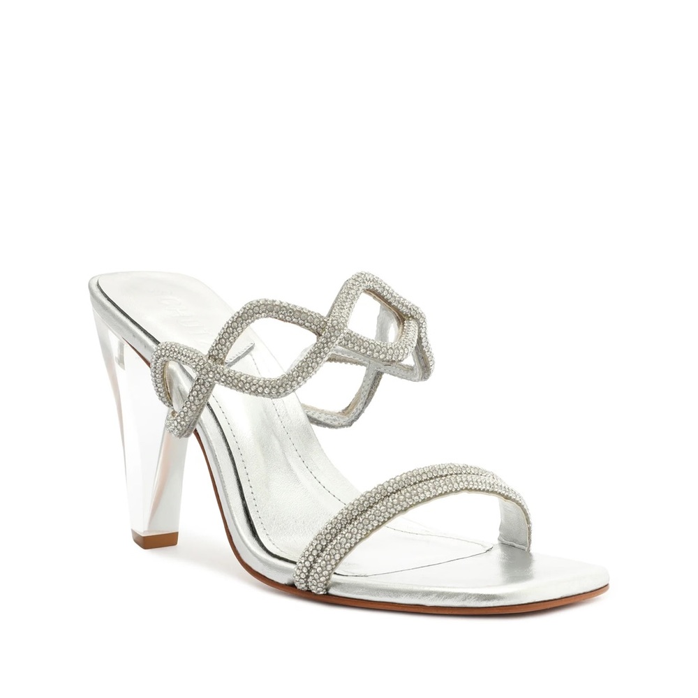 SCHUTZ Arabella Glam Vinyl Sandal - 6.5 / Silver / Vinyl / NWT / original box